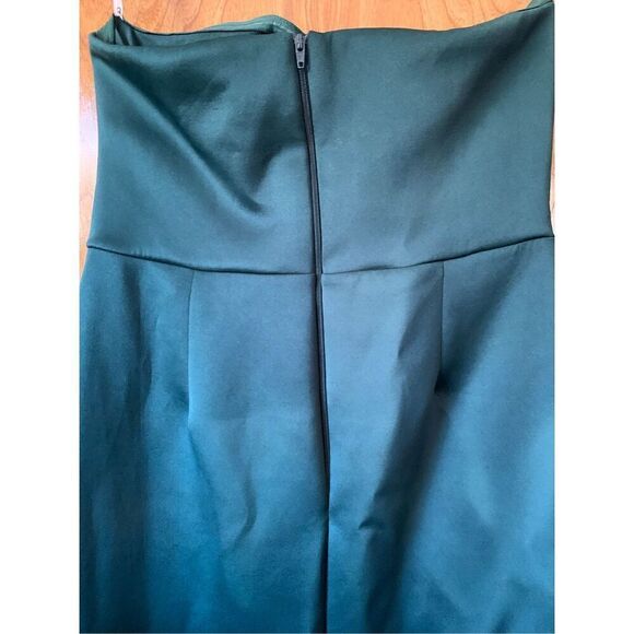 ASOS Bandeau Fold Bow Front Scuba Midi Dress Dark Green Size 10 - Picture 5 of 8